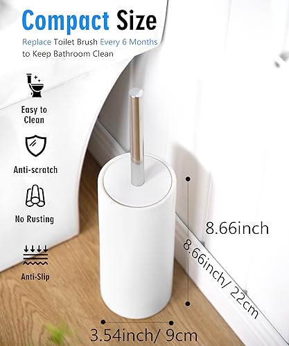 Matt White Ceramic Toilet Brush and Holder Set - color: Matt White, size: Set/1