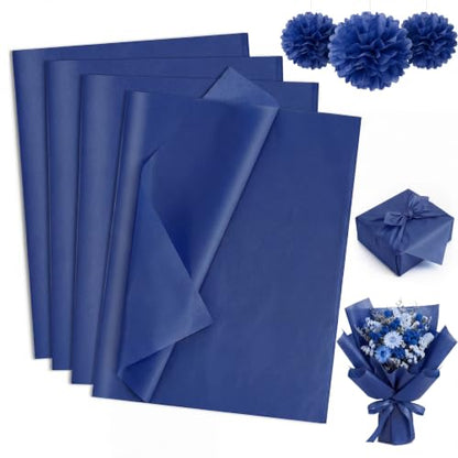 woric 160 Sheets Navy Tissue Paper for Gift Bags 20 X 14 Inches - color: Navy Blue