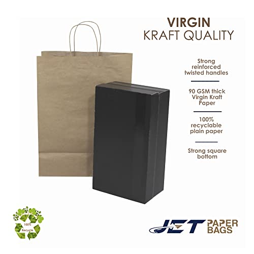 JET PAPER BAGS - 13”x7”x17” Inch [250 Pcs] Large Brown Paper Bags with Handles Prime for Takeout, Grocery, Goody, Retail, Party, Gifts, Weddings - color: 13" x 7" x 17"