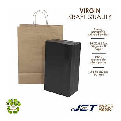 JET PAPER BAGS - 13”x7”x17” Inch [250 Pcs] Large Brown Paper Bags with Handles Prime for Takeout, Grocery, Goody, Retail, Party, Gifts, Weddings - color: 13" x 7" x 17"