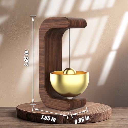 Wooden Door Chime with Brass Bells-Handcrafted Magnetic Shopkeeper's Bell for Entries.No-Tools Installation,Clear Timeless Alert Sound.Suitable for Home,Office,Shop,and Courtyard. (BWalnut)
