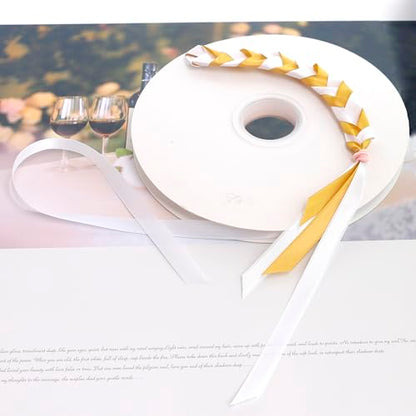 Double Faced White Satin Ribbon: 3/8 Inch 100 Yards Roll - color: 3/8 White