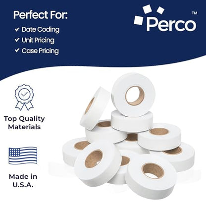 Perco White Price Marking Labels - 56,000 Blank Labels for Garvey 18-6 One Line Price Gun - 44 Rolls, 4 Sleeves - Made in USA - color: White, size: 4 Sleeves