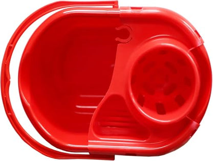 Condor Professional Bucket with Drainer, Red Plastic Mop Bucket, Built-in Measuring Scale, Cleaning Container