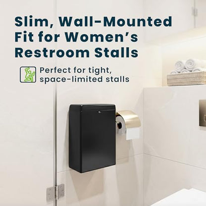 Alpine Sanitary Napkin Receptacle – 2 Pack Wall Mounted Tampon Holder, Feminine Hygiene Trash Can for Bathroom Provides Clean & Odor-Free Restroom in Home, Office & Public Restrooms (Black) - size: 6-Pack
