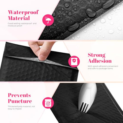 METRONIC Bubble Mailers 10x13" Padded Envelopes Black 40 Pack Waterproof - color: Black, size: 10x13" 40PC