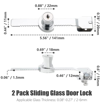 4 Pack Sliding Glass Door Lock, Keyed Alike Showcase Display Case - size: 5.56 inch / 141mm - 4 Pack