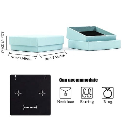 Coobbar Gift Box Necklace Earring Ring Box Gift Box,12 Pieces Square Cardboard Jewelry Gift Boxes,Cotton Filled Cardboard Paper Jewelry Box Gift Case (3.5x3.5x1.25 Inches) (Blue) - color: Blue