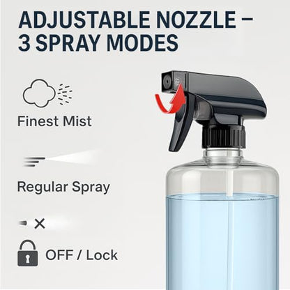 Bar5F 32 oz Empty Plastic Spray Bottles with Trigger, 3-Pack