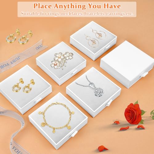 Jewelry Gift Boxes, 5 Pack 3.5×3.5x1.18 Inch Small Jewelry Gift Box Bulk, Small Gift Box,Cardboard Jewelry Gift Necklace Ring Earring Boxes (White) - color: White1