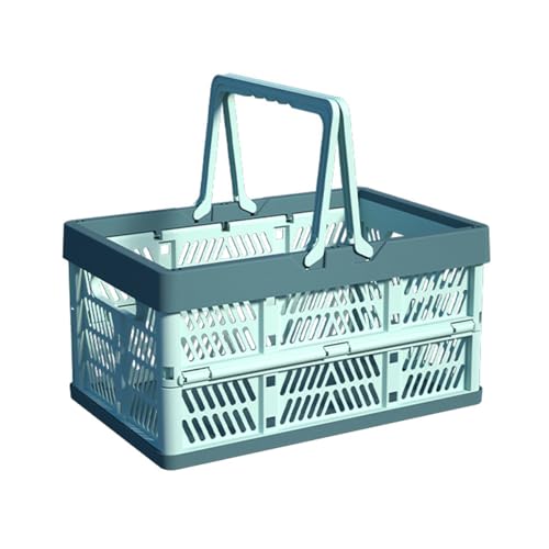 Plastic Storage Crate - 20L Collapsible Crate Stacking Folding Storage Basket - Sky Blue & Gray Blue M - color: Blue