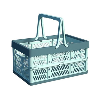 Plastic Storage Crate - 20L Collapsible Crate Stacking Folding Storage Basket - Sky Blue & Gray Blue M - color: Blue