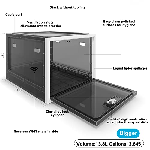 BUG HULL Large Capacity Medication Lock Box, Fridge Lock Box for Medicine Safe, Locking Medicine Box with Code for Snack, Food and Home Safety - color: Black