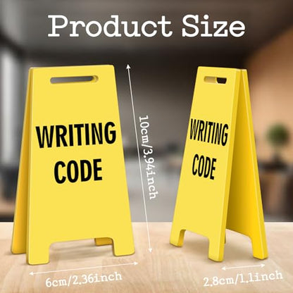 Funny Office Desk Accessories Decor WRITING CODE Acrylic Mini Floor Do Not Disturb Sign Funny Cute Gag Office Decorations Gifts for Work Women - style: WRITING CODE