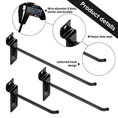 Ferraycle 24 Pack Heavy Duty Slatwall Hooks 4/6/8 Inch Slat Wall Hooks Slatwall Accessories Metal Wall Panel Hangers for Garage Organization Retail Display Shelves Tools and Equipment Hanging(Black) - color: Black