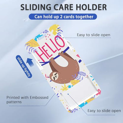 Cute Sloth Badge Holder Colorful Tropical Leaves Plastic Case with Retractable Badge Reel Carabiner Clip and Detachable Lanyard Strap Vertical Card Protector for Women Nurse Teacher Student - color: Cute Sloth