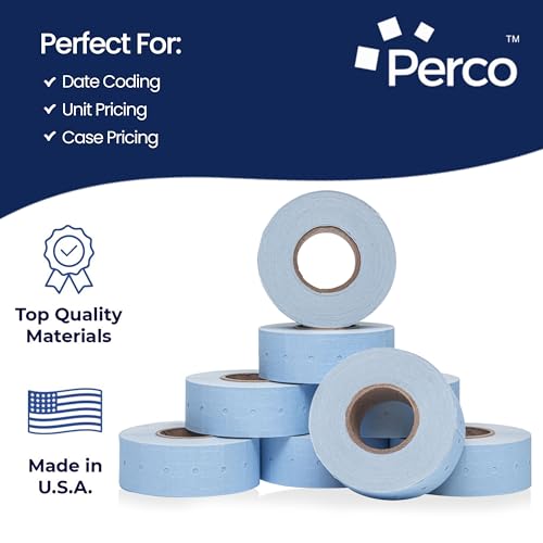 Perco 1-Line Blue Blank Price & Date Gun Labels – 32 Rolls, 32,000 Count - color: Blue, size: 4 Sleeves