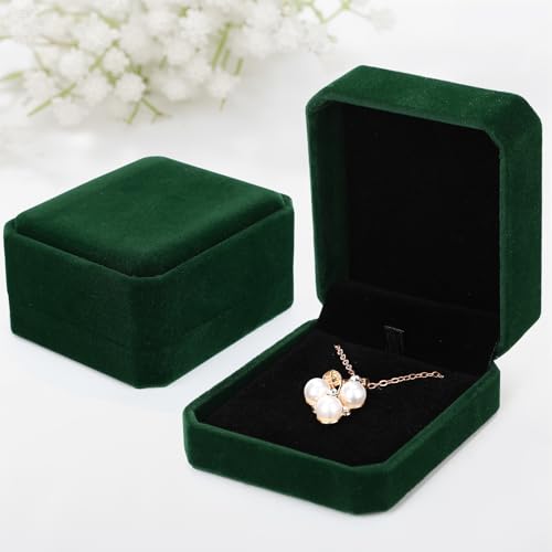 Sureio 24 Pcs Velvet Jewelry Gift Boxes Bulk Dark Green - color: Dark Green