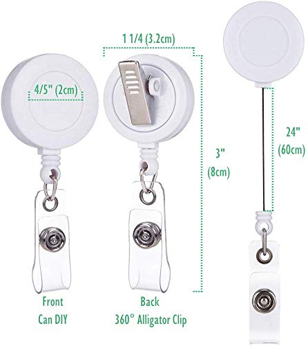 QREEL White Badge Reel, ID Badge Holder Retractable Clip, 2 Pack - color: White, size: 2 Pack