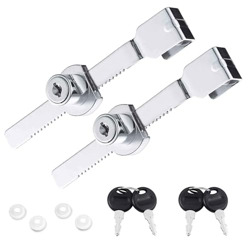 2Pcs Glass Cabinet Lock with Keys,Display Case Lock for Jewelry Case and Wine Cabinet (Silver 4.6 x 0.78in)