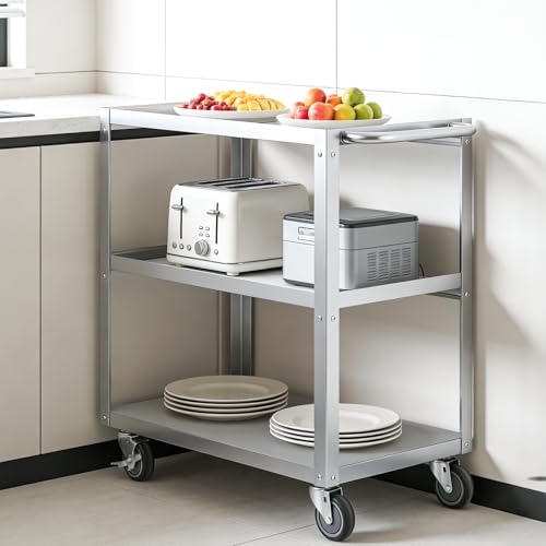 Hally Stainless Steel Utility Cart 3 Tier NSF Rolling Carts 31" Lx19 Wx34 H - size: 19''x31''x34''