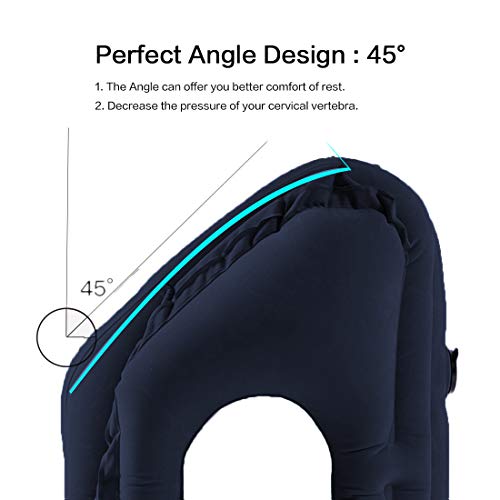 Inflatable Travel Pillow for Airplane, Inflatable Neck Air Pillow for Sleeping(Blue)