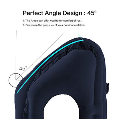 Inflatable Travel Pillow for Airplane, Inflatable Neck Air Pillow for Sleeping(Blue)