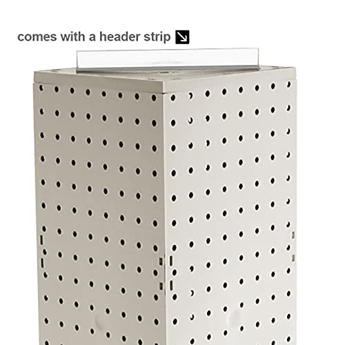 Azar Displays 703385-WHT-4W24, Four-Sided Revolving 8"W x 20"H Pegboard Counter Display w/ 24 Hooks- 4” Length, White - color: White, style: Pegboard + Hooks