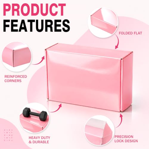 50 Pack Pink Shipping Boxes, 7x5x2" Cardboard Mailing Boxes for Shipping Small Business, Bulk Packaging Boxes - color: Glossy Pink, size: 7x5x2 50 Pack