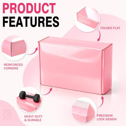 50 Pack Pink Shipping Boxes, 7x5x2" Cardboard Mailing Boxes for Shipping Small Business, Bulk Packaging Boxes - color: Glossy Pink, size: 7x5x2 50 Pack