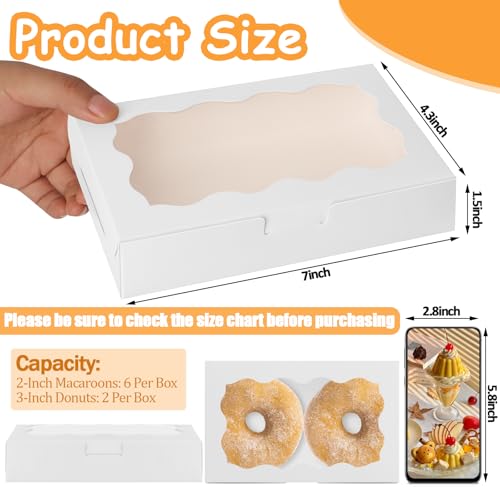60 Pack 7 x 4 3/8 x 1.5 Inch Cookie Boxes with Clear Window - color: 60PCS White Boxes