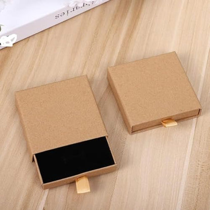 Black Square Kraft Jewelry Gift Box – Biodegradable Cardboard Storage Organizer for Necklace, Bracelet, Earrings – Wedding, Birthday, Christmas Gift Packaging