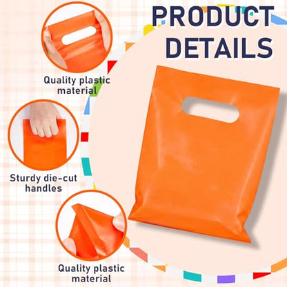Maitys Orange 300 Pcs Small Plastic Bags with Handles 5x7 for Business - color: Orange