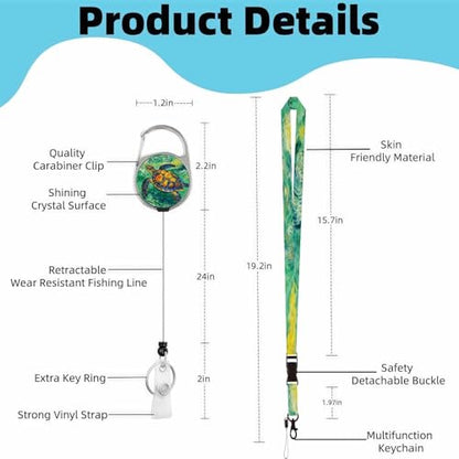 Vertical ID Badge Holder with Detachable Lanyard - Art Sea Turtle - color: Art Sea Turtle