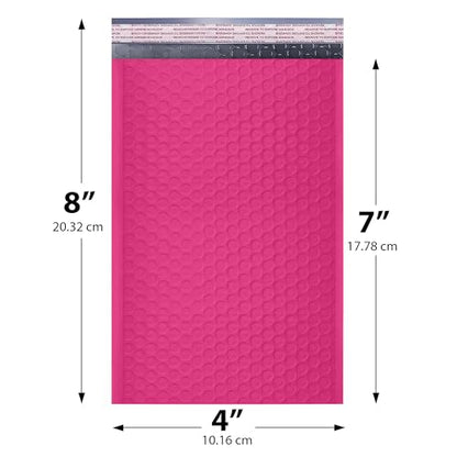 Hot Pink Bubble Mailers 4x8, Self Seal Poly Padded Envelopes #000, 500 Pack - color: Hot Pink, size: 4"x8" / 500 Pack