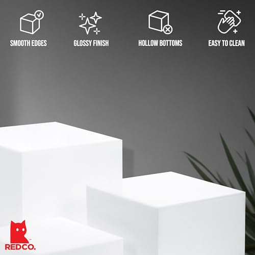 Red Co. Set of 3 Glossy White Acrylic Cube Display Nesting Riser Stands with Hollow Bottoms - color: White, size: 4",5",6" - 1 Pack