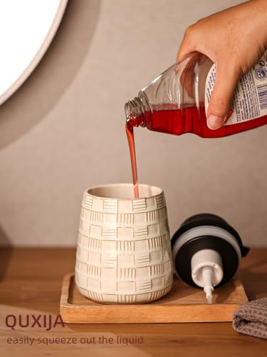 Ceramic Soap Dispenser, Lotion Dispenser with Pump 12oz (White Liquid Pump) - color: Farmhouse White Liquid Pump