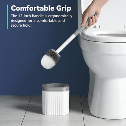 Toilet Brush, 3 Pack Compact Toilet Bowl Brush and Holder Set with Nylon Bristles Toilet Cleaner Brush Hidden Toilet Scrubber Brush for Bathroom Cleaning, Grey & White - color: Grey White-3p