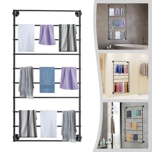 Wall Mounted Scarf Rack, 10-Layer Wrapping Paper Ribbon Organizer Scarves Tie & Scarf Rack Belts Towel Holder Necktie Hijab Display shelving Metal Racks for Flower Shop Retail Store home 23"×47"