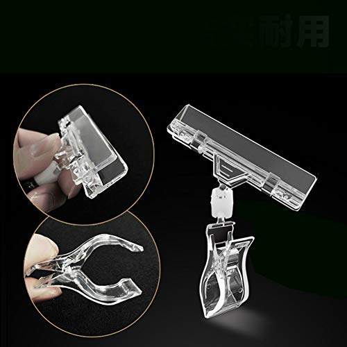 Lasenersm 6-Piece Plastic Rotatable Double Clip Merchandise Sign Display - Transparent, 4.33*3.15 Inch, Business Card Sign Holders