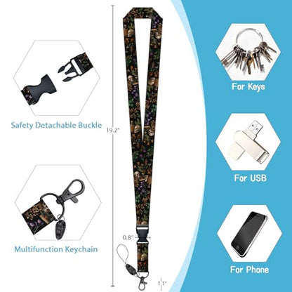 ID Badge Holder with Lanyard, Lanyards for ID Badges ID Card Holder, Cute Badge Reel Badge Clip Retractable, Teacher Nurse School Student Office Gifts Goth Mystical Floral - color: Goth Mystical Floral