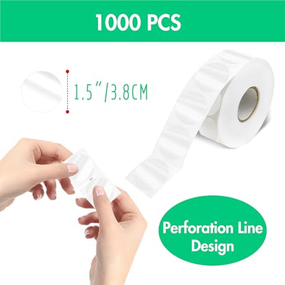 1000 PCS Round Clear Seal Stickers, Transparent Envelope Mail Wafer Seal Self Adhesive Package Circle Label Dots with Perforation Line for Envelopes, Boxes and Gift Packaging (1.5" in Diameter) - size: 1.5 inch-1000