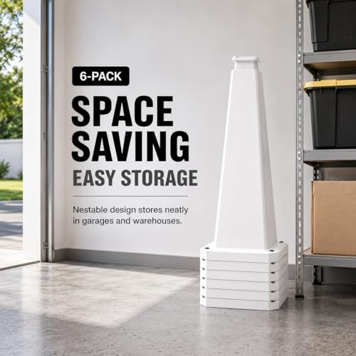 BESEA 3 Pack 28 Inch White Traffic Cones with Weighted Base - color: White, size: 28INCH