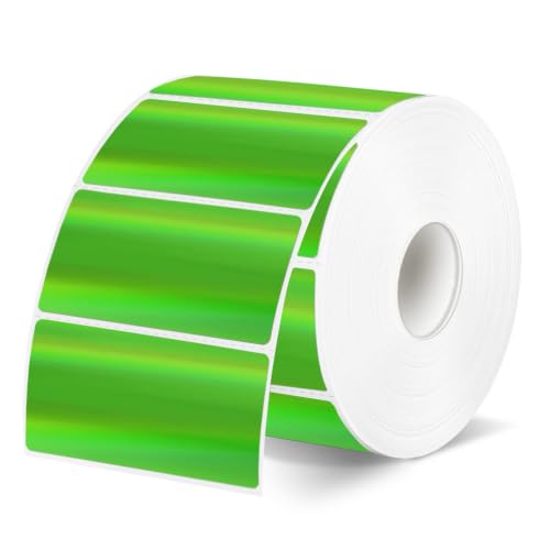 Green Thermal Label 2x1 Inch- Barcode Labels- Holographic Thermal Sticker Labels for Address, Shipping, Compatible with Rollo Label Printer & MUNBYN& Zebra (300 Sheets/Green) - color: Holographic Green, size: 2"x 1"