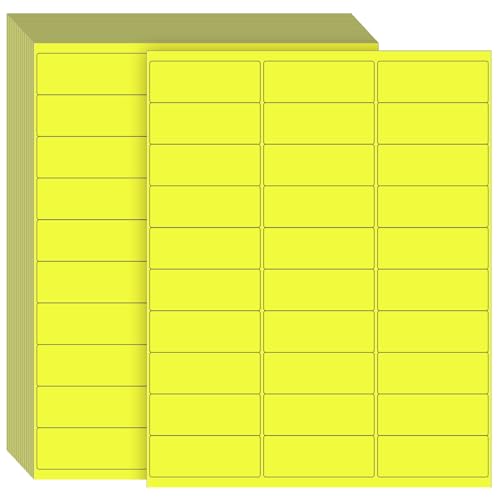 Geyee 1800 Pcs Neon Colored Address Label 1''x2-5/8'' Printable, Yellow - color: Fluorescent Yellow