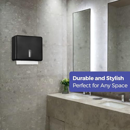 Stardrix Multifold Paper Towel Dispenser Wall Mount (Black) – Large Capacity C-Fold, Trifold, and Folded Commercial Hand Towels Holder for Bathroom & Restroom – Adhesive or Screw Mounted - color: Black