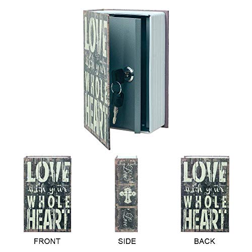 Small Sized Diversion Book Safe Storage Box, Dictionary Secret Hidden Box With Security Combination Lock/Key (Key, Love) - style: Love-Key