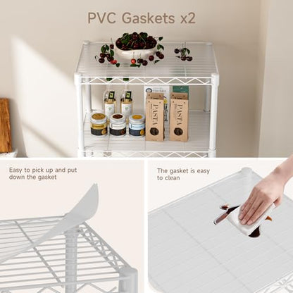 Golpart Small Shelves Storage Wire Metal Adjustable Shelf Unit with Wheels - color: White, size: 5-Tier(11.7 "D X 17.7"W X 61.6"H)