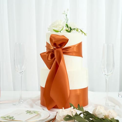 Orange Double-Faced Satin Ribbon, 3 Inch x 10 Yards - color: Terracotta