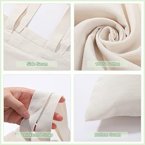 Roowest 60 Pack Canvas Tote Bags Bulk, 16" x 15", Natural Color - color: Natural Color